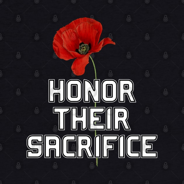 Honor Their Sacrifice Memorial with Red Poppy Flower (MD23Mrl006) by Maikell Designs